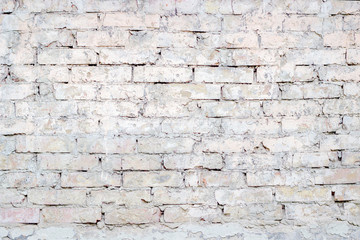 White grunge brick wall background. Empty texture