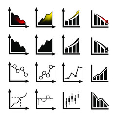 Change schedule. Set of icons for business, financial reports, trends and education.