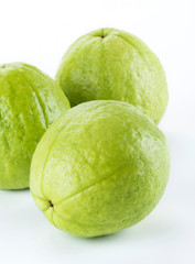 close-up of guava isolated on white background