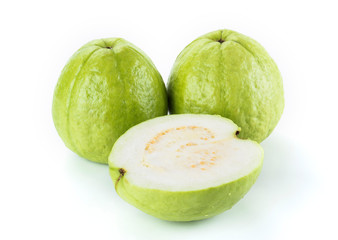sliced of guava on white background