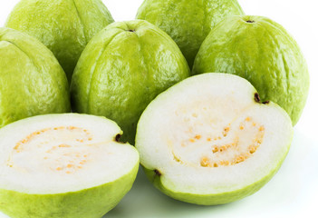 sliced of guava on white background
