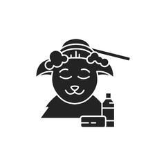 Animal spa black glyph icon. Place where people can do pet care procedures. Pictogram for web page, mobile app, promo. UI UX GUI design element.