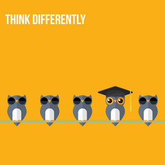 Think differently - Being different, standing out from the crowd -The graphic of owl also represents the concept of individuality , confidence, uniqueness, innovation, creativity.