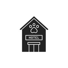 Animal hotel glyph black icon. Place where people can leave their pets at the time of departure. Pictogram for web page, mobile app, promo. UI UX GUI design element.