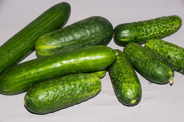 cucumbers on a wooden table
