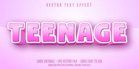 Teenage cartoon pink text effect