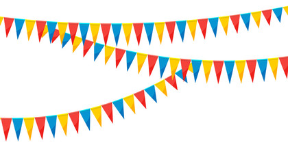 Fototapeta premium Paper bunting party flags isolated on white