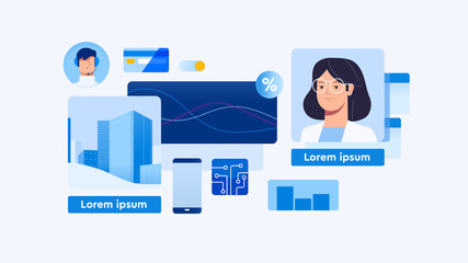 Obraz premium Finance management UI illustration.Business planning and sales growth. Sales promotion and comercial operations concept. 