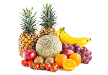 Fresh fruits isolated on white background