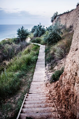 Landscape down to the sea. Picturesque summer relaxation photo.