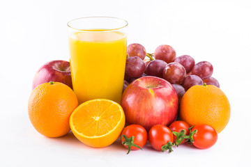 Close-up variety of fresh fruits on the bright table