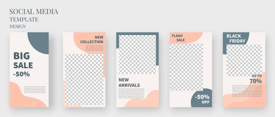 Social media template. Set of editable template for social media stories. Mockup isolated. Template design. Vector illustration.