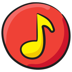 Obraz premium Sound playing interface, music button icon in doodle design. 