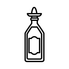 mexican tequila bottle icon, line style