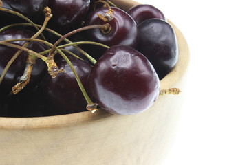 organic fresh cherries isolated on white background