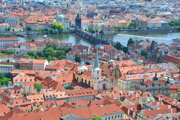 Prague old town and Charles bridge landmark.