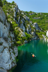 Kayaking, Quinson Lake, Gorges du Verdon Natural Park, Alpes Haute Provence, France, Europe