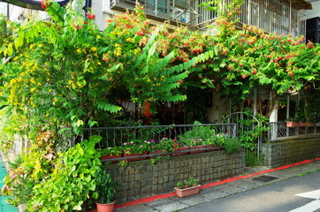 台湾台北市の緑に囲まれたレストラン
