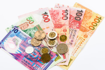 Close-up of hong kong banknotes as a background