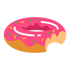 Summer swimming pool float. Inflatable circle (rubber ring, tube) in shape of pink donut isolated on white.