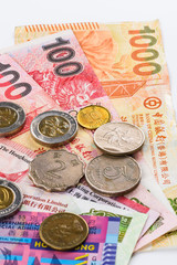 Close-up of hong kong banknotes as a background