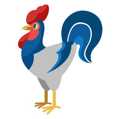 Cartoon style lovely rooster isolated on a white background