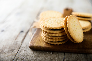 Homemade sandwich cookies with chocolate