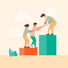 Worker helping each other for Business group