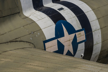 Detail of an american ww2 bomber plane.