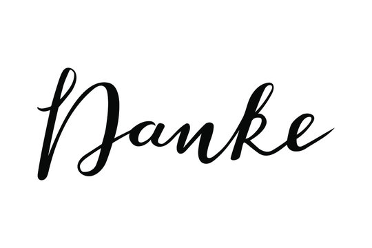 Danke - Thank you in German language hand lettering vector