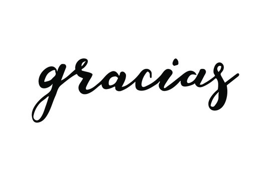 Gracias - Thank you in Spanish language hand lettering vector