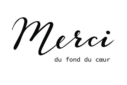 Merci - Thank you in French language hand lettering vector