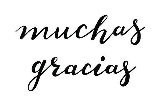 Muchas Gracias - Thank you in Spanish language hand lettering vector