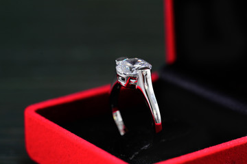 Diamond ring in red jewel box