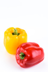 red, yellow bell pepper isolated on white background