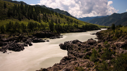 Fototapeta na wymiar mountain river in the valley
