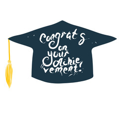 Congratulatory Illustration For Graduation From Educational Institutions. Vector Illustration. Graduate Cap.