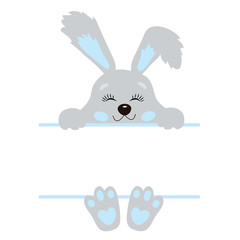 Cute Little Easter Bunny Vector Illustration on White Background