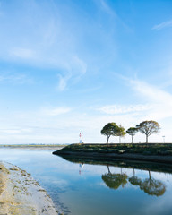 end of river in St-Valery-s-somme on sunny summer morning