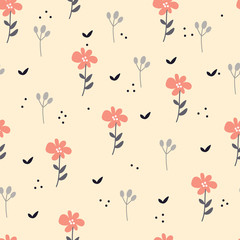 Seamless pattern cute plants. for fabric print, textile, gift wrapping paper