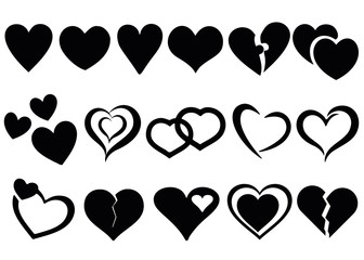 Hearts in the set. Vector image.