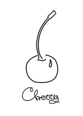  Cherry berry logo ,Hand drawn graphic element, simple line sketch