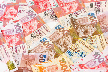 hong kong banknotes isolated on white background