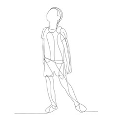 Fototapeta na wymiar sketch, continuous line drawing child boy