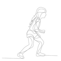 Fototapeta na wymiar sketch, continuous line drawing child girl playing