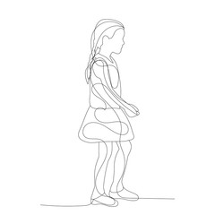  continuous line drawing child little girl
