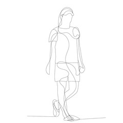 vector, isolated, sketch, continuous line drawing child girl