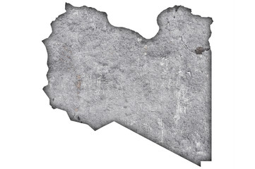Karte von Libyen auf verwittertem Beton