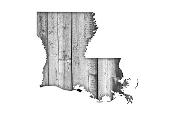 Karte von Louisiana auf verwittertem Holz