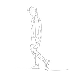 vector, isolated, sketch, continuous line drawing child girl